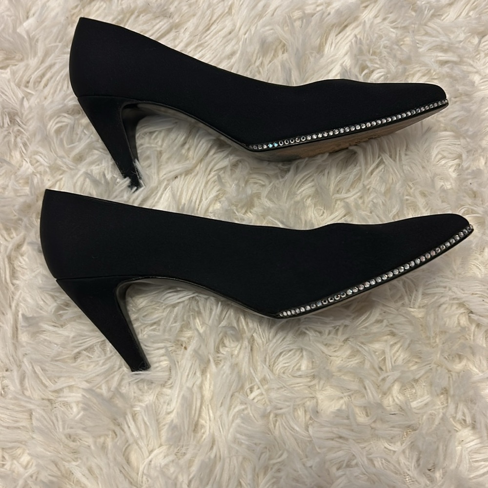 Vintage Stuart Weitzman Black Satin Heels!